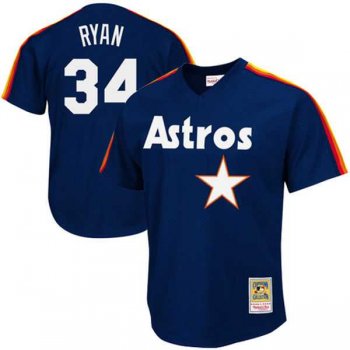 Men's Houston Astros #34 Nolan Ryan Mitchell & Ness Navy 1988 Authentic Cooperstown Collection Mesh Batting Practice Jersey