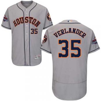 Men's Houston Astros #35 Justin Verlander Grey Flexbase Authentic Collection 2017 World Series Champions Stitched MLB Jersey