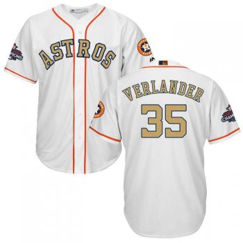 Men's Houston Astros #35 Justin Verlander White 2018 Gold Program Cool Base Stitched Baseball Jersey