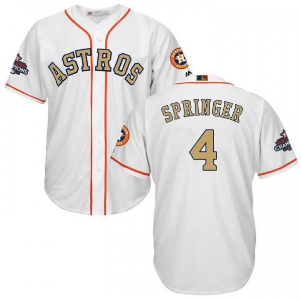 Men's Houston Astros #4 George Springer White 2018 Gold Program Cool Base Stitched Baseball Jersey