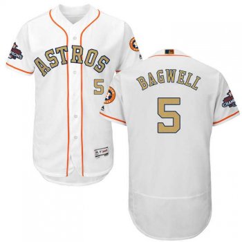 Men's Houston Astros #5 Jeff Bagwell White FlexBase Authentic 2018 Gold Program Stitched Baseball Jersey