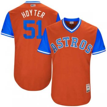 Men's Houston Astros #51 James Hoyt Hoyter Majestic Orange 2017 Little League World Series Players Weekend Jersey