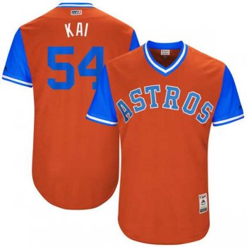 Men's Houston Astros #54 Mike Fiers Kai Majestic Orange 2017 Little League World Series Players Weekend Jersey