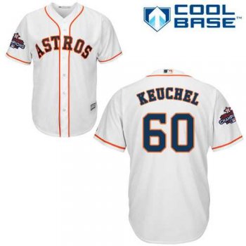 Men's Houston Astros #60 Dallas Keuchel White New Cool Base 2017 World Series Champions Stitched MLB Jersey