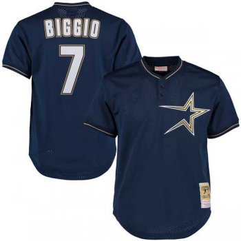 Men's Houston Astros #7 Craig Biggio Mitchell & Ness Navy Cooperstown Collection Batting Practice Jersey