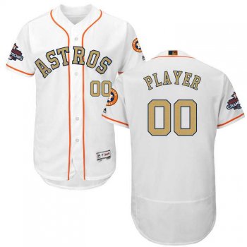 Men's Houston Astros Customized White FlexBase Authentic 2018 Gold Program Stitched Baseball Jersey