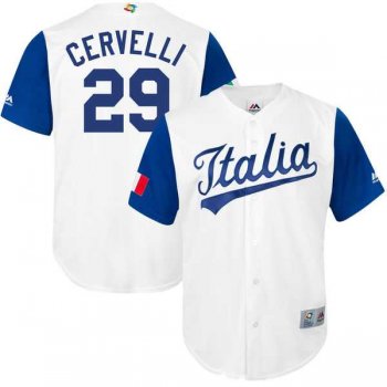 Men's Italy Baseball #29 Francisco Cervelli Majestic White 2017 World Baseball Classic Jersey