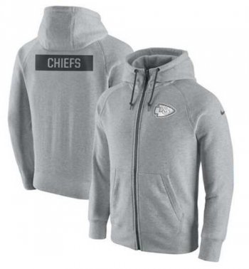 Men's Kansas City Chiefs Nike Ash Gridiron Gray 2.0 Full-Zip Hoodie