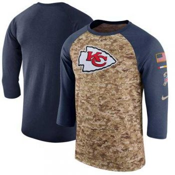 Men's Kansas City Chiefs Nike Camo Anthracite Salute to Service Sideline Legend Performance Three-Quarter Sleeve T-Shirt