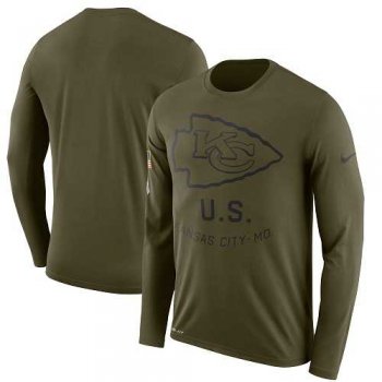 Men's Kansas City Chiefs Nike Olive Salute to Service Sideline Legend Performance Long Sleeve T-Shirt