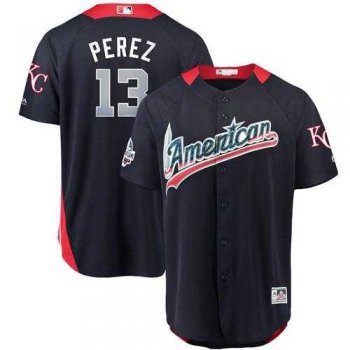 Men's Kansas City Royals #13 Salvador Perez Navy Blue 2018 All-Star American League Stitched MLB Jersey