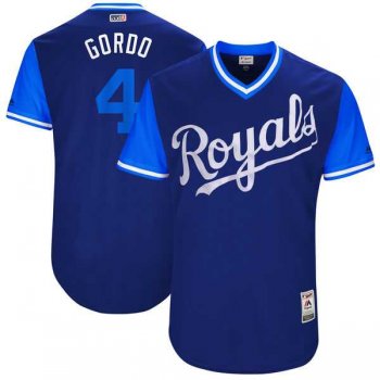 Men's Kansas City Royals #4 Alex Gordon Gordo Majestic Royal 2017 Little League World Series Players Weekend Jersey