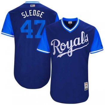 Men's Kansas City Royals #47 Peter Moylan Sledge Majestic Royal 2017 Little League World Series Players Weekend Jersey