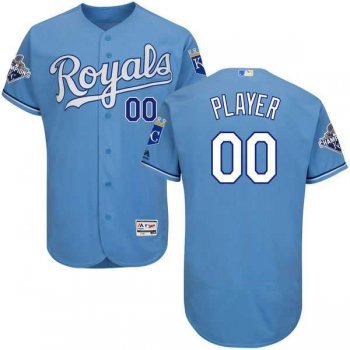 Men's Kansas City Royals Majestic Alternate Atlantic Blue 2015 World Series Champions Flex Base Custom Jersey