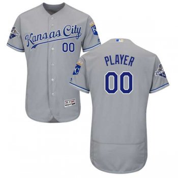 Men's Kansas City Royals Majestic Road Gray 2015 World Series Champions Flex Base Custom Jersey