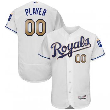 Men's Kansas City Royals Majestic White 2017 Home Flex Base Authentic Custom Jersey