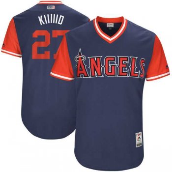 Men's Los Angeles Angels #27 Mike Trout Kiiiiid Majestic Navy 2017 Little League World Series Players Weekend Jersey