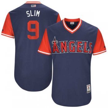 Men's Los Angeles Angels #9 Cameron Maybin Slim Majestic Navy 2017 Little League World Series Players Weekend Jersey