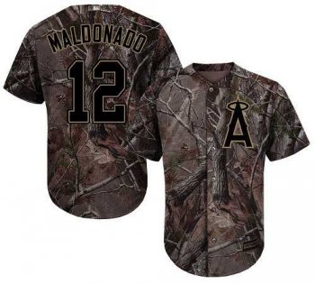 Men's Los Angeles Angels Of Anaheim #12 Martin Maldonado Camo Realtree Collection Cool Base Stitched MLB