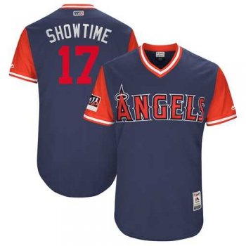 Men's Los Angeles Angels Of Anaheim #17 Shohei Ohtani Navy Showtime Players Weekend Authentic Stitched MLB