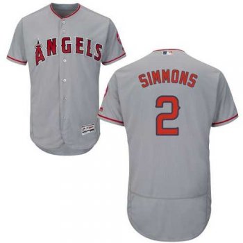 Men's Los Angeles Angels Of Anaheim #2 Andrelton Simmons Grey Flexbase Authentic Collection Stitched MLB