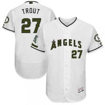 Men's Los Angeles Angels Of Anaheim #27 Mike Trout White Flexbase Authentic Collection Memorial Day Stitched MLB Jersey