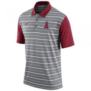 Men's Los Angeles Angels of Anaheim Nike Gray Dri-FIT Stripe Polo