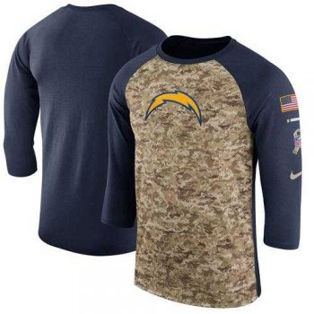 Men's Los Angeles Chargers Nike Camo Navy Salute to Service Sideline Legend Performance Three-Quarter Sleeve T-Shirt