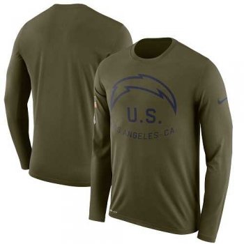 Men's Los Angeles Chargers Nike Olive Salute to Service Sideline Legend Performance Long Sleeve T-Shirt