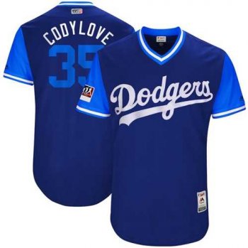 Men's Los Angeles Dodgers #35 Cody Bellinger Royal Codylove Players Weekend Authentic Stitched MLB