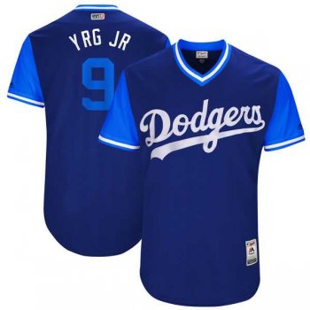 Men's Los Angeles Dodgers #9 Yasmani Grandal YRG JR Majestic Royal 2017 Little League World Series Players Weekend Jersey