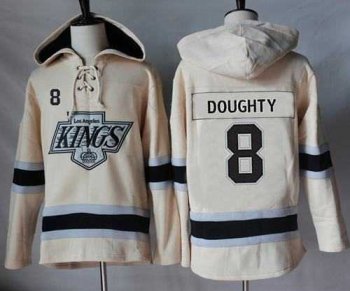 Men's Los Angeles Kings #8 Drew Doughty Cream Sawyer Hooded Sweatshirt Stitched NHL Jersey