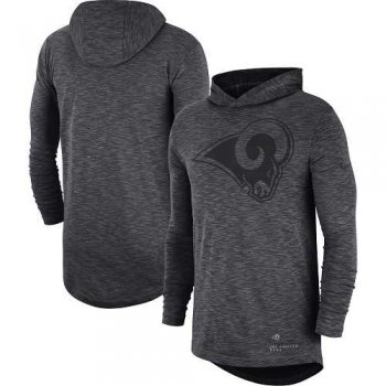 Men's Los Angeles Rams Nike Heathered Charcoal Fan Gear Tonal Slub Hooded Long Sleeve T-Shirt