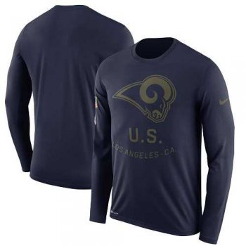 Men's Los Angeles Rams Nike Navy Salute to Service Sideline Legend Performance Long Sleeve T-Shirt