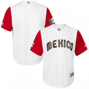 Men's Mexico Baseball Blank Majestic White 2017 World Baseball Classic Team Jersey