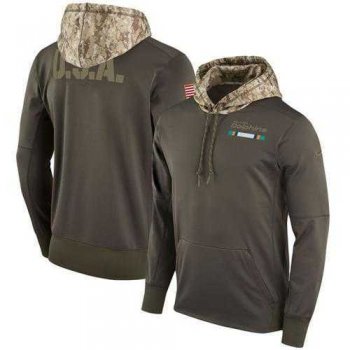 Men's Miami Dolphins Nike Olive Salute to Service Sideline Therma Pullover Hoodie