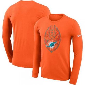 Men's Miami Dolphins Nike Orange Fan Gear Icon Performance Long Sleeve T-Shirt