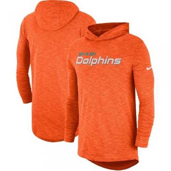 Men's Miami Dolphins Nike Orange Sideline Slub Performance Hooded Long Sleeve T-shirt