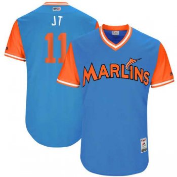 Men's Miami Marlins #11 JT Realmuto JT Majestic Blue 2017 Little League World Series Players Weekend Jersey