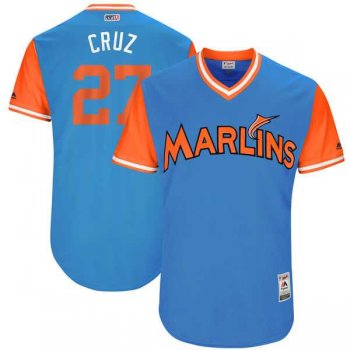 Men's Miami Marlins #27 Giancarlo Stanton Cruz Majestic Blue 2017 Little League World Series Players Weekend Jersey