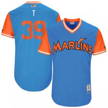 Men's Miami Marlins #39 JT Riddle T Majestic Blue 2017 Little League World Series Players Weekend Jersey