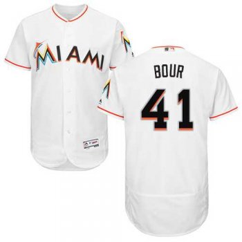 Men's Miami Marlins #41 Justin Bour White Flexbase Authentic Collection Stitched MLB Jersey