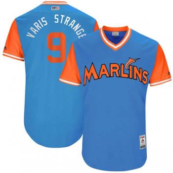 Men's Miami Marlins #9 Dee Gordon Varis Strange Majestic Blue 2017 Little League World Series Players Weekend Jersey