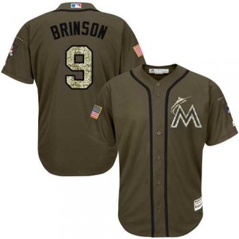 Men's Miami Marlins #9 Lewis Brinson Green Salute to Service Stitched MLB Jersey