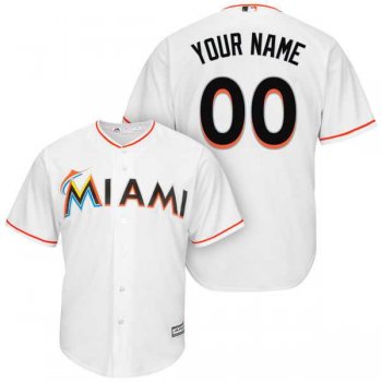 Men's Miami Marlins Majestic White Cool Base Custom Jersey