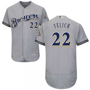 Men's Milwaukee Brewers #22 Christian Yelich Grey Flexbase Authentic Collection Stitched MLB