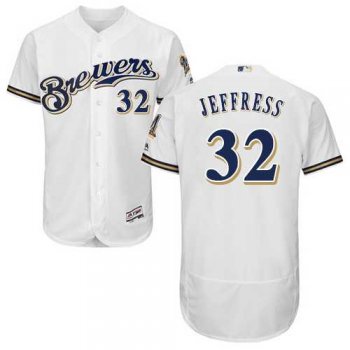 Men's Milwaukee Brewers #32 Jeremy Jeffress White Flexbase Authentic Collection Stitched MLB