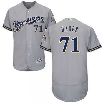 Men's Milwaukee Brewers #71 Josh Hader Grey Flexbase Authentic Collection Stitched MLB