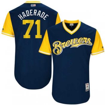 Men's Milwaukee Brewers #71 Josh Hader Haderade Majestic Navy 2017 Little League World Series Players Weekend Jersey