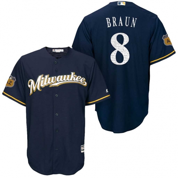 Men's Milwaukee Brewers #8 Ryan Braun 2017 Spring Training Cool Base Stitched MLB Jersey